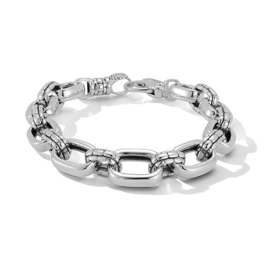 JAI Sterling Silver Statement Link & Box Chain Tex | Silver Bracelets