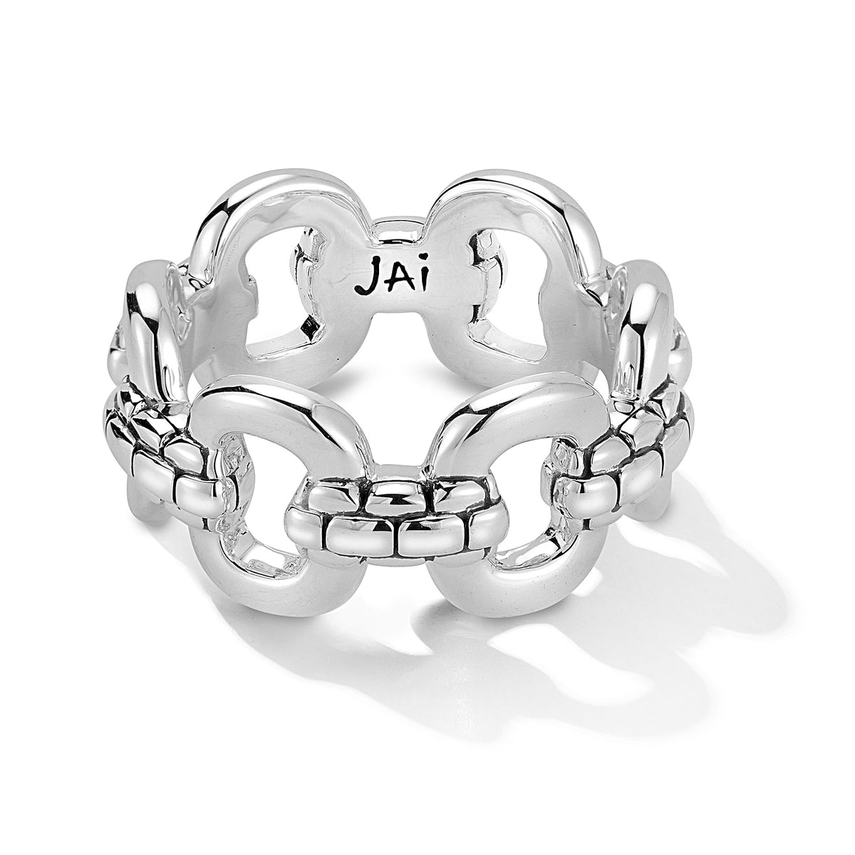 JAI Sterling Silver Statement Link Ring  with Inte | Silver Rings