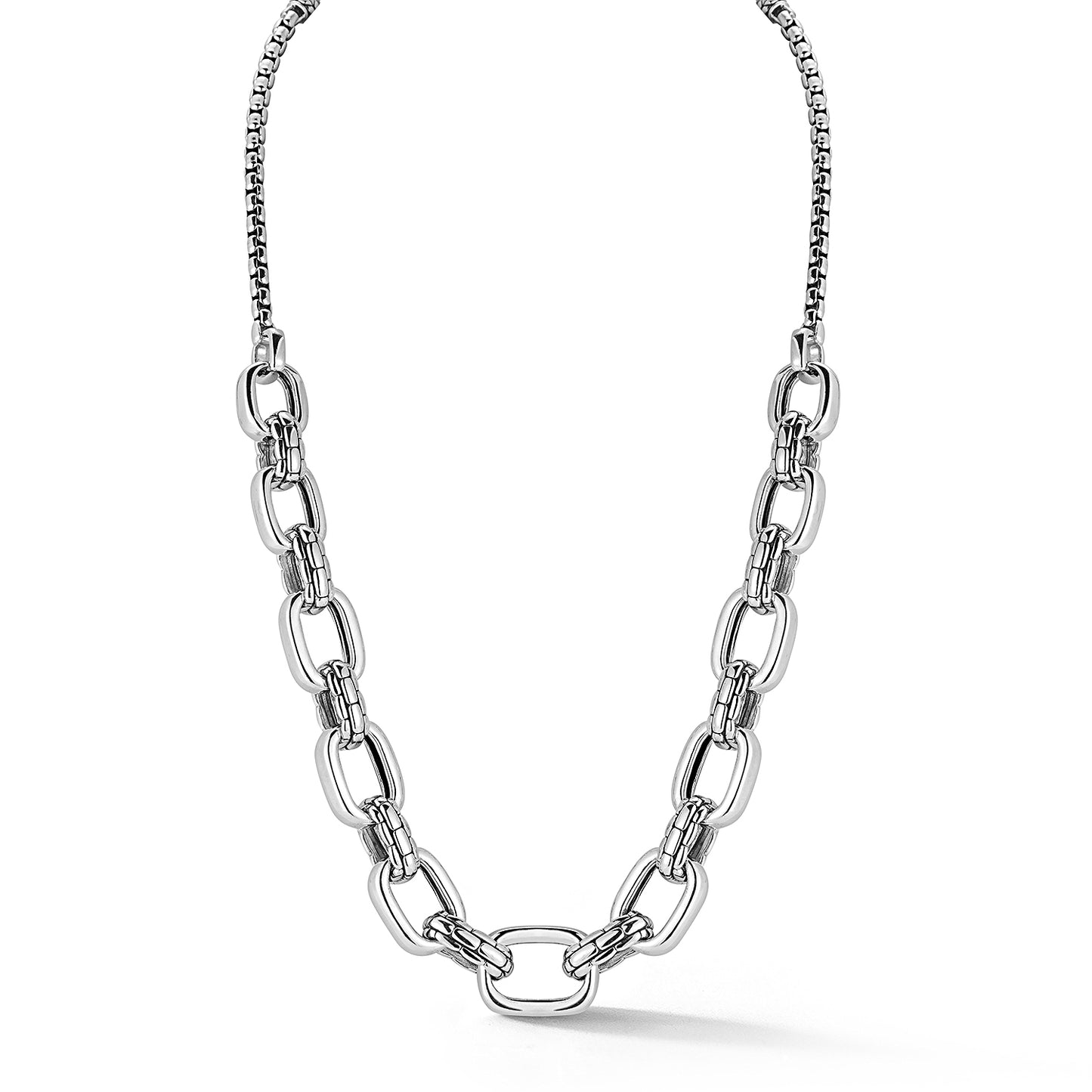JAI Sterling Silver Graduated Statement Link Neckl | Silver Necklaces