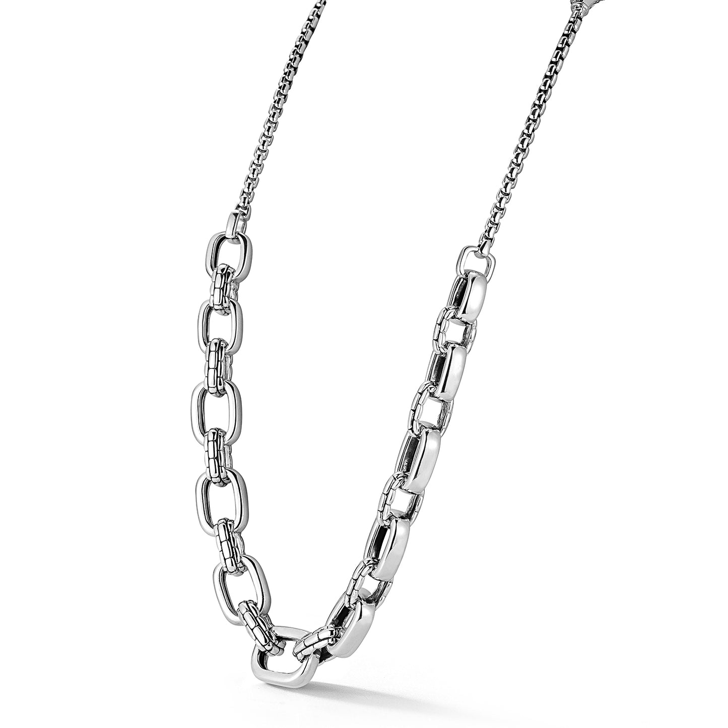 JAI Sterling Silver Graduated Statement Link Neckl | Silver Necklaces