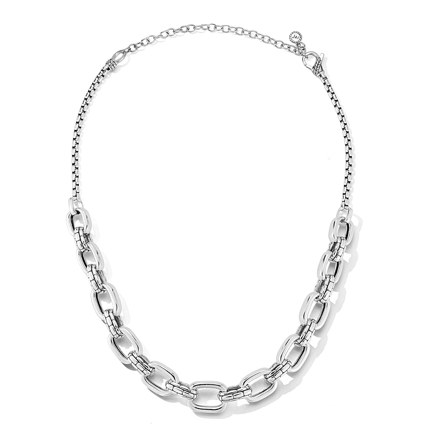 JAI Sterling Silver Graduated Statement Link Neckl | Silver Necklaces