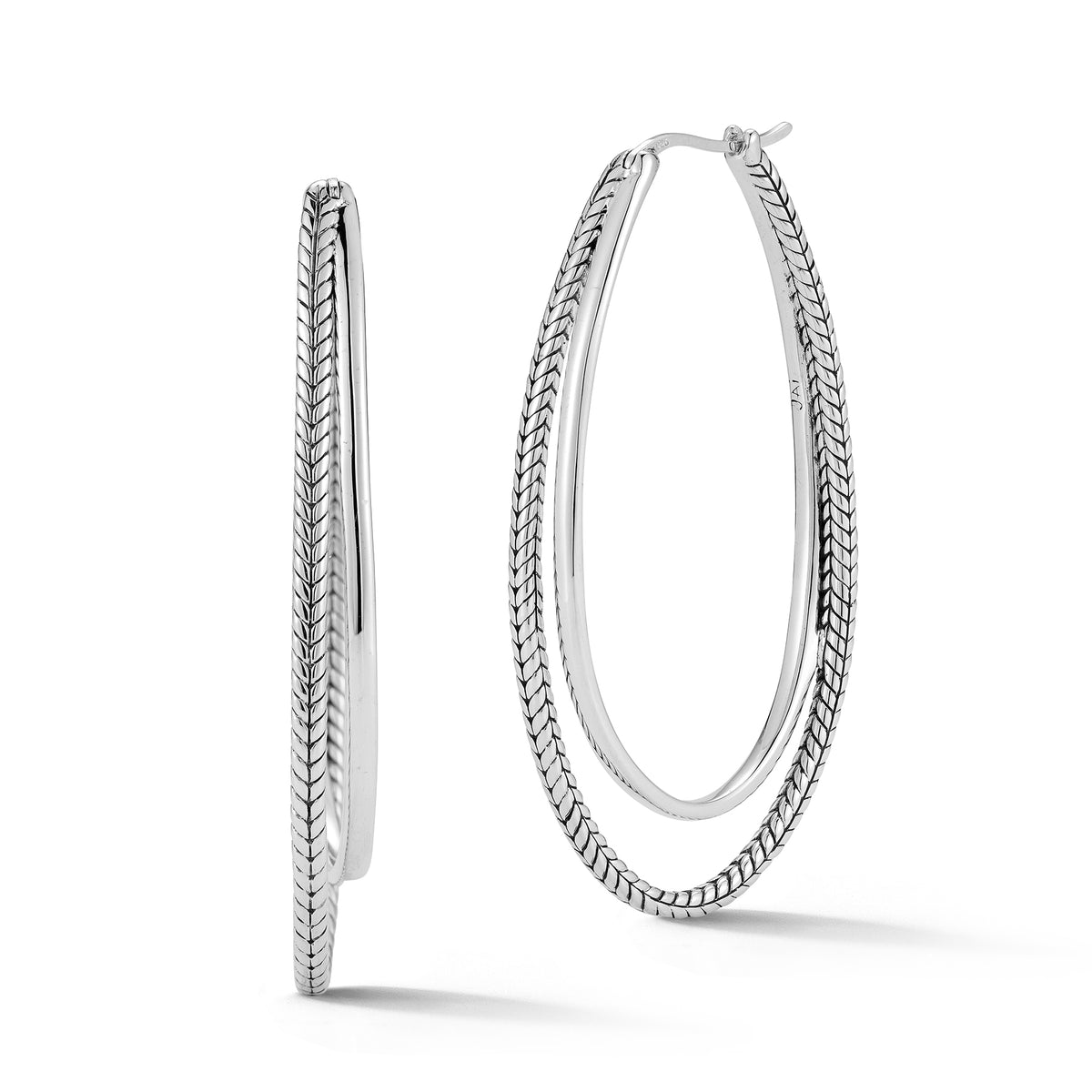 JAI Sterling Silver Integrated 2 Oval Hoop Earring | Silver Earrings