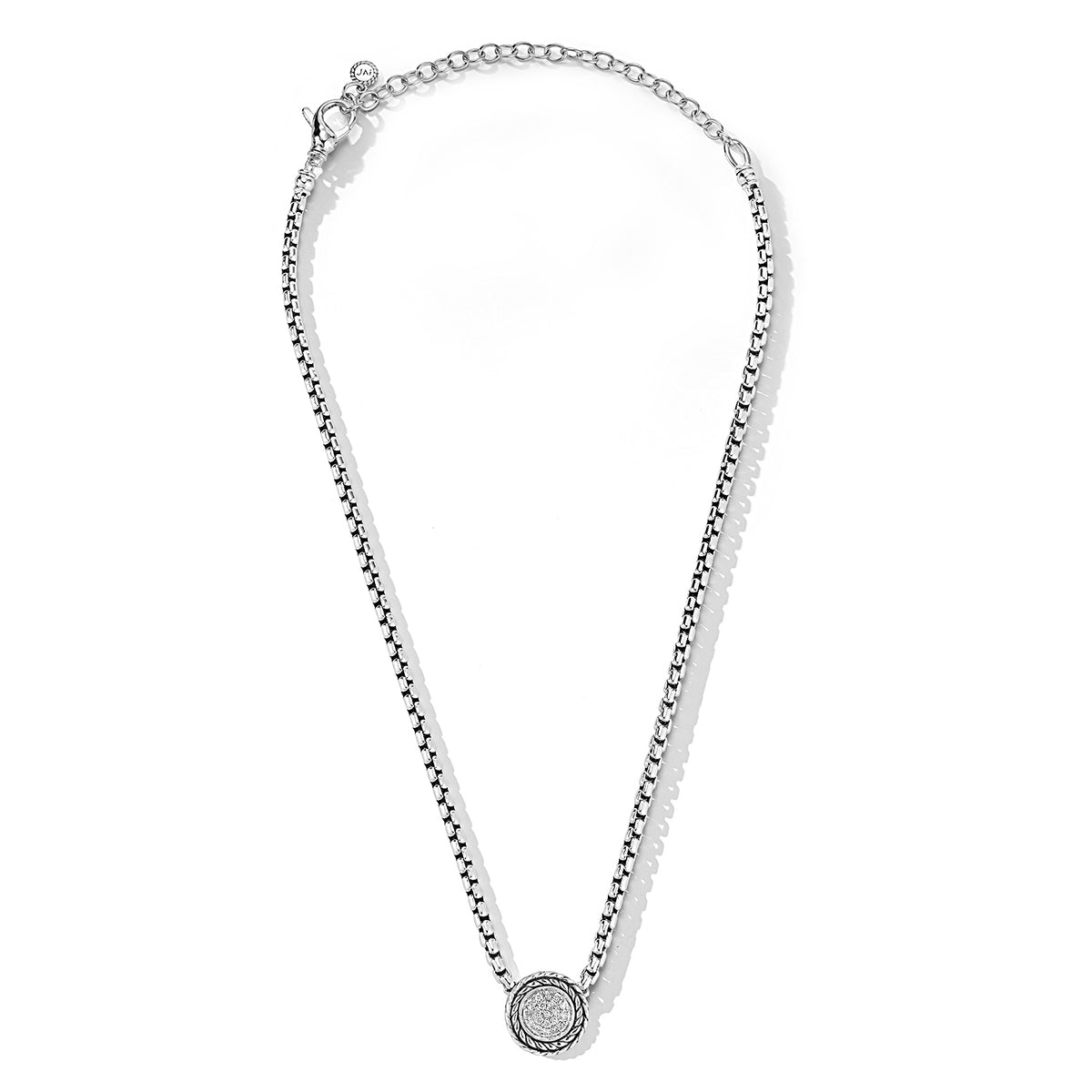 JAI Sterling Silver Diamond Hammered Disk 3.7mm Bo | Silver Necklaces