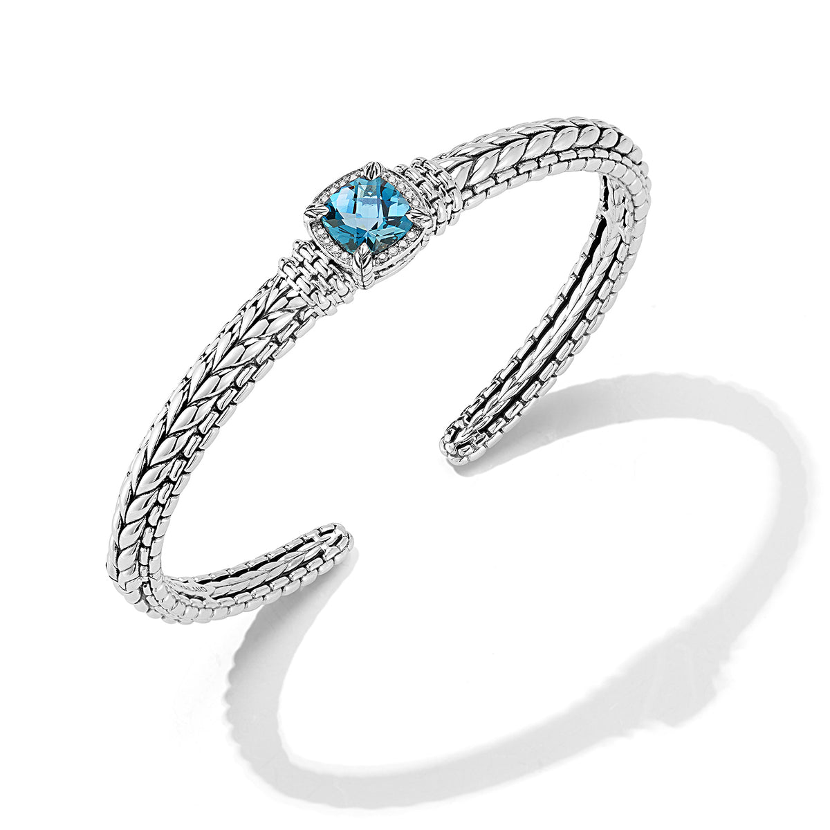 JAI Sterling Silver Diamond & Cushion London Blue  | Silver Bracelets
