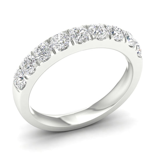 LGD 1CTW 14K White Gold Wedding Band with 9 Lab-Grown Diamonds