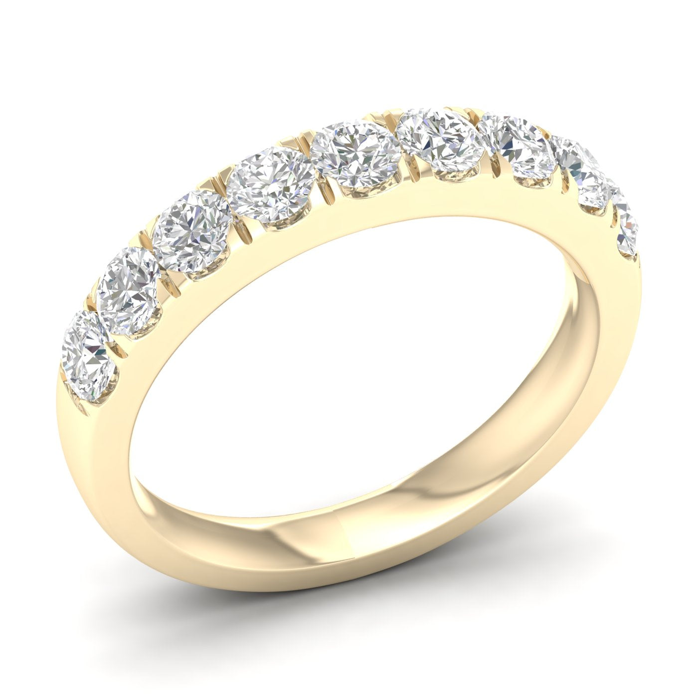 1CTW 14K Yellow Gold Wedding Band with 9 Round Lab-Grown Diamonds