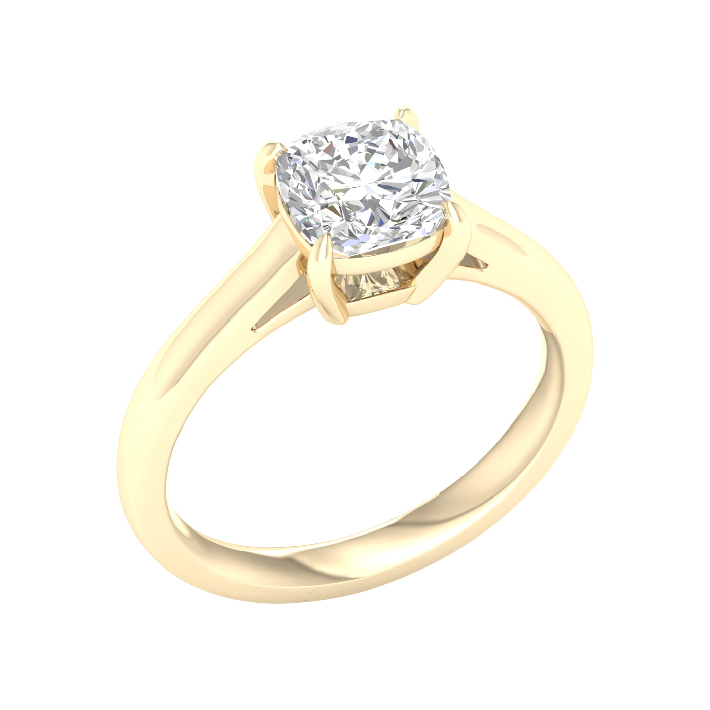 LGD 2.03CTW 14K Yellow Gold Cushion-Cut Solitaire Engagement Ring