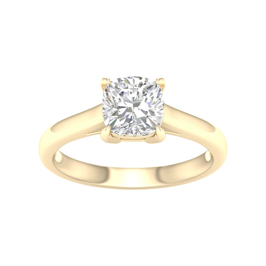 LGD 2.03CTW 14K Yellow Gold Cushion-Cut Solitaire Engagement Ring