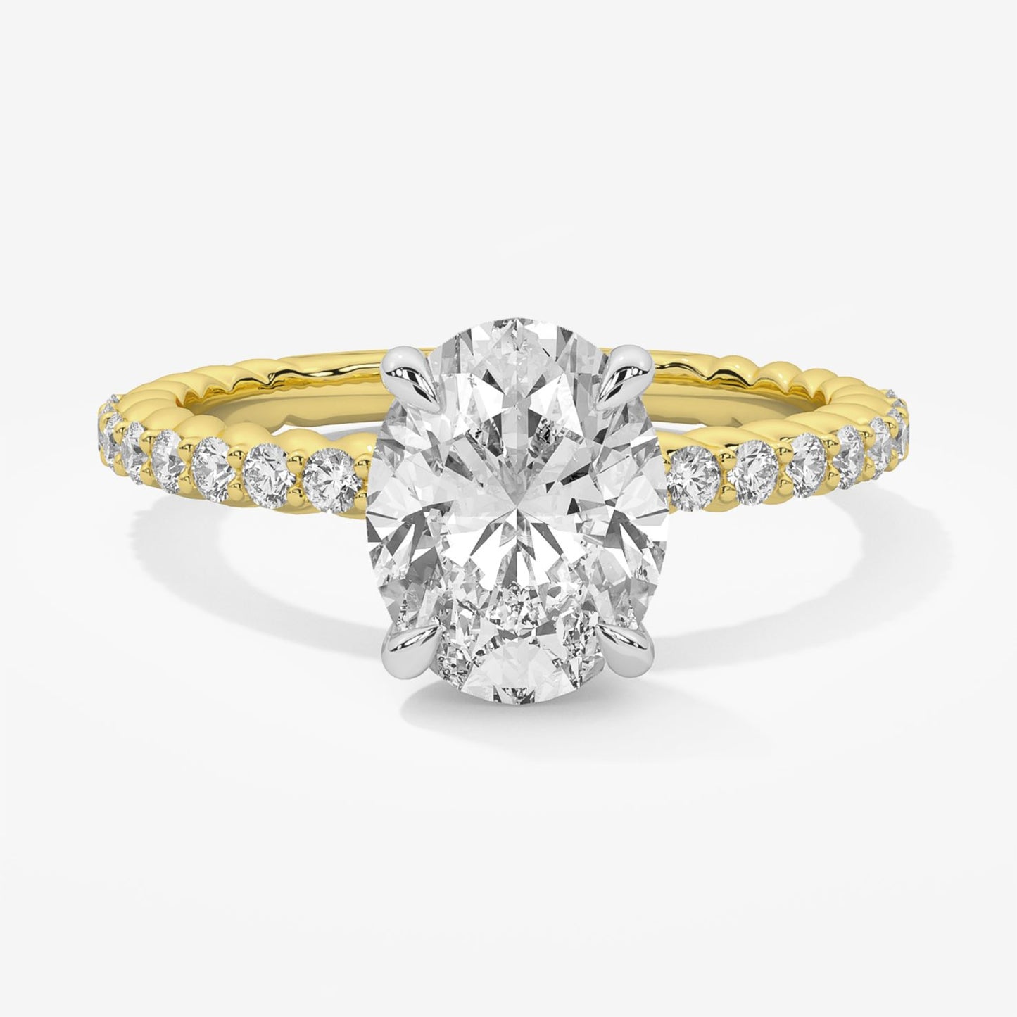 Engagement Ring with Hidden Halo and Braided Diamond Shank. 2.1mm Wide Shank Semi-Mount
