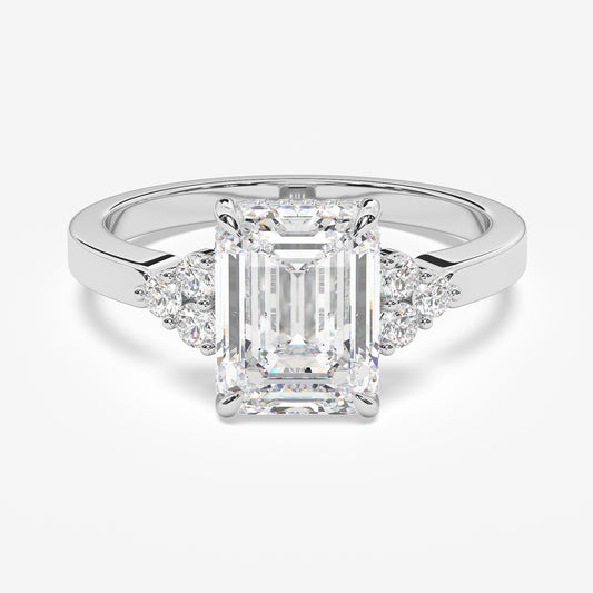 Side Cluster Engagement Ring with Hidden Halo and 1.9mm Wide Shank Semi-Mount