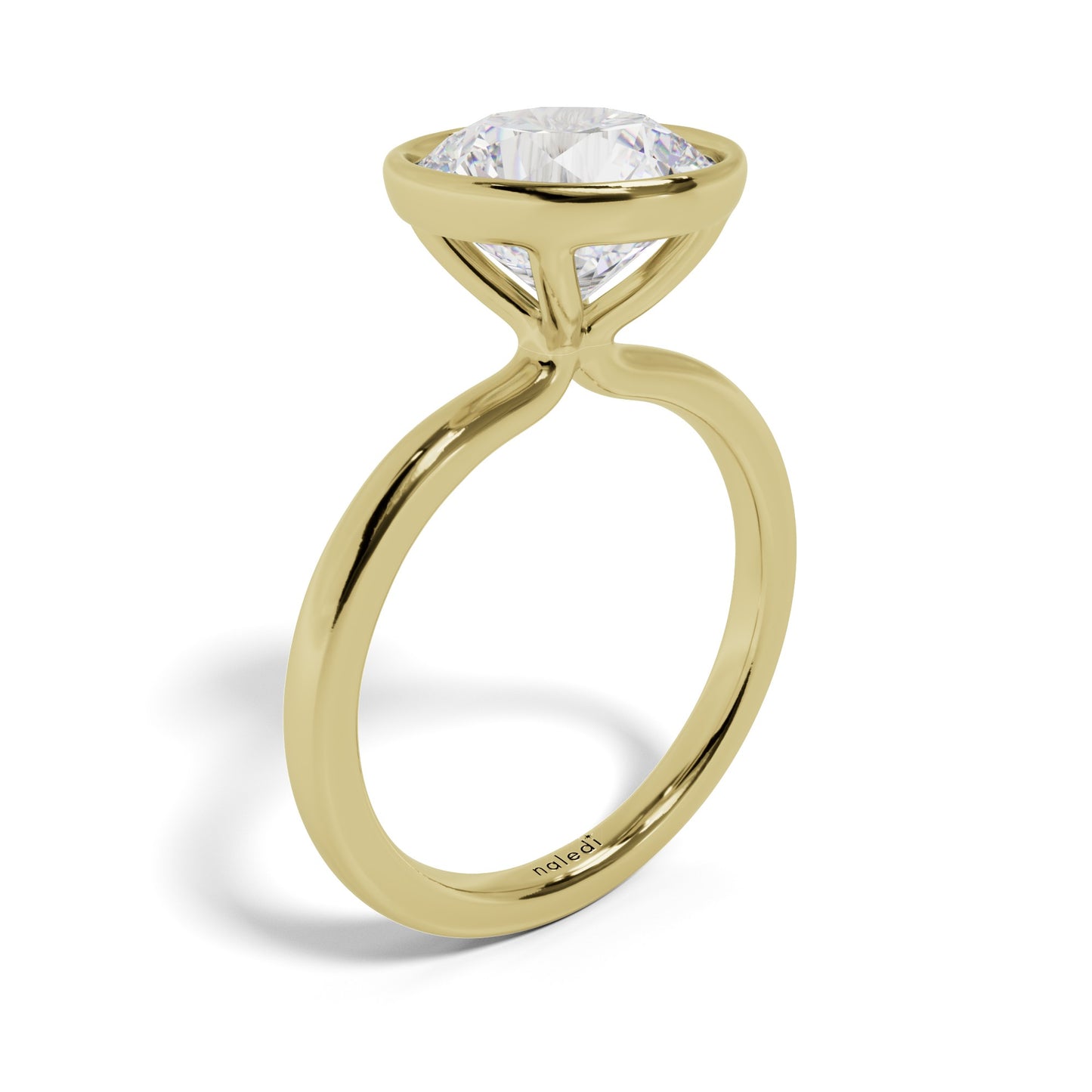 14K Yellow Gold Bezel-Set Diamond Solitaire Engagement Ring