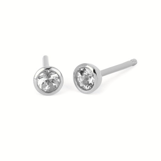 3.5 mm Aquamarine Bezel Birthstone Stud Earrings