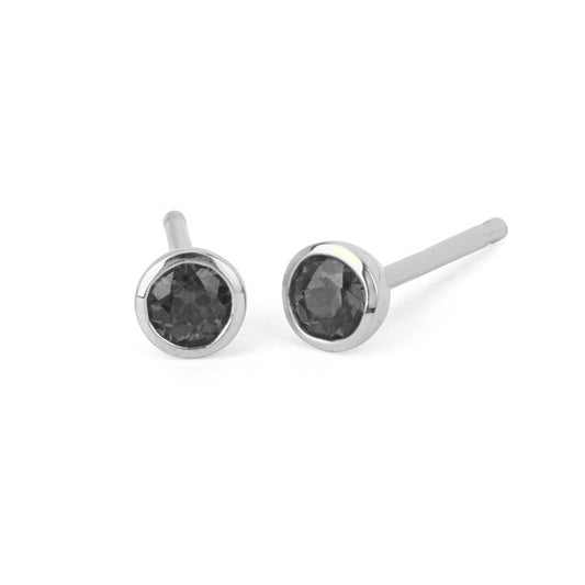 Created Sapphire Bezel Birthstone Stud Earrings