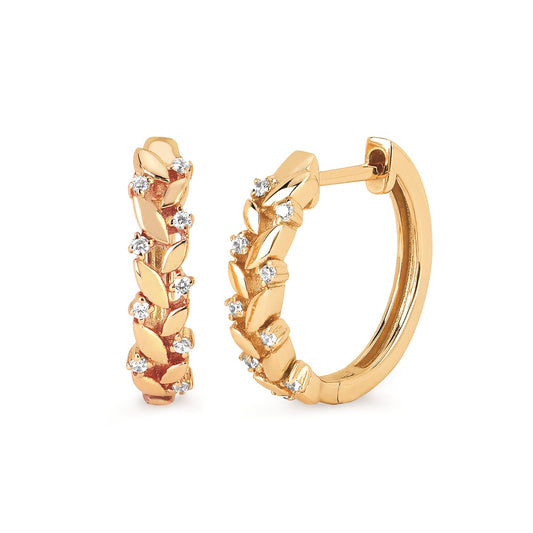 14K Yellow Gold .11CTW Diamond Huggie Earrings  Parker Jewelers Carlisle PA