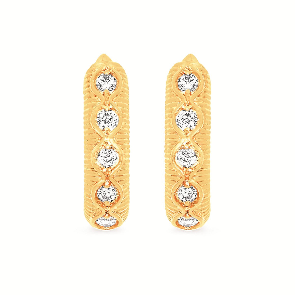 14K Yellow Gold .25CTW Natural Diamond Hoop Earrings
