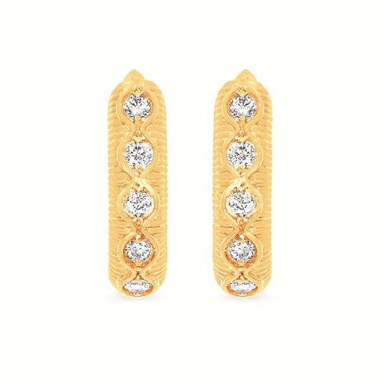 14K Yellow Gold .25CTW Natural Diamond Hoop Earrings