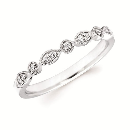 14KYG Teardrop & Round Diamond Stacking Band â€“ .06CTW with Milgrain | Parker Jewelers Carlisle