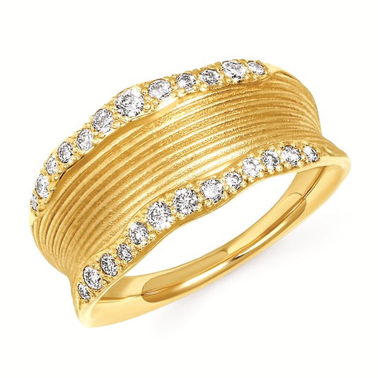 14K Two-Tone Wide Diamond Fashion Ring – .40CTW Engraved