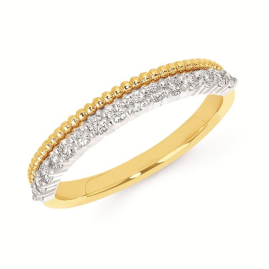 14K Two-Tone Double Row Diamond Fashion Band