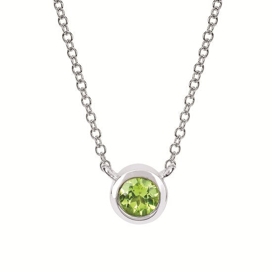 Parker Jewelers - Peridot Bezel Birthstone Pendant with 18" Chain