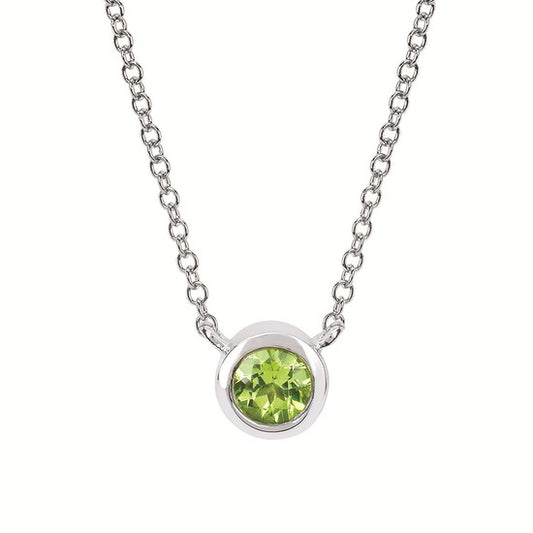 Parker Jewelers - Peridot Bezel Birthstone Pendant with 18" Chain