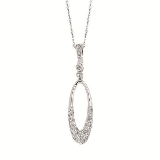 14K White Gold Diamond Oval Pendant – .33CTW
