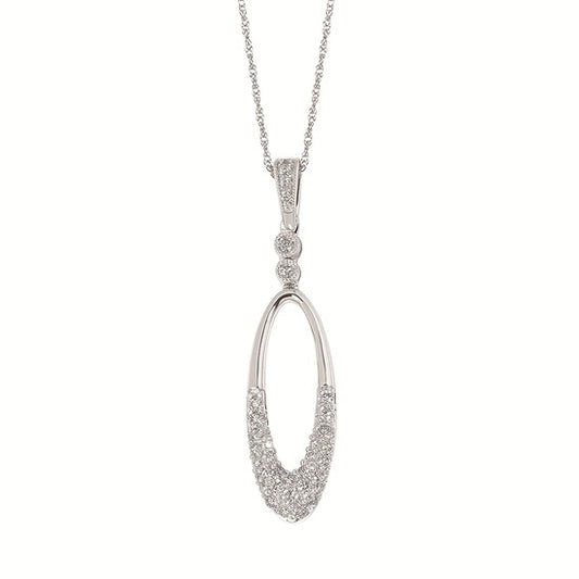 14K White Gold Diamond Oval Pendant – .33CTW
