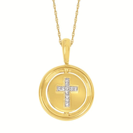 14K Yellow Gold Reversible Diamond Round Pendant – .25CTW