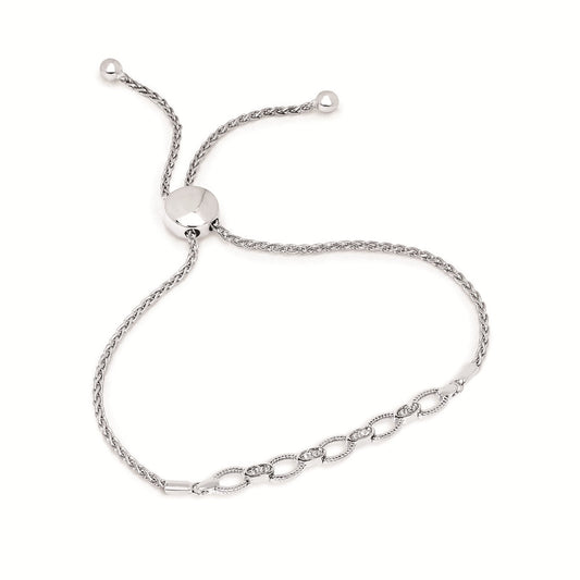 SS .08CTW Diamond Bolo Bracelet with 8 Round Diamonds