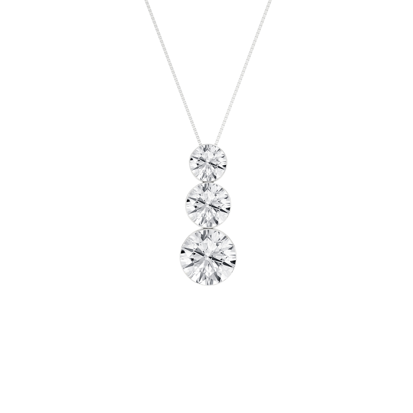 LGD 2.18CTW 14K White Gold 3-Stone Diamond Pendant