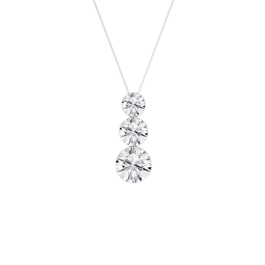 LGD 2.18CTW 14K White Gold 3-Stone Diamond Pendant