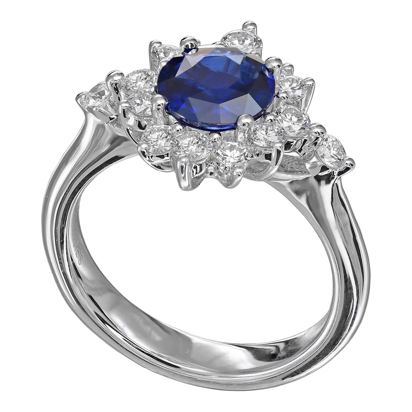 Platinum 1.41CT Round Sapphire & .63CTW Diamond Halo Ring