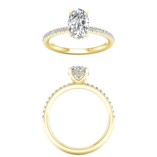 LGD 2.32CTW 14K Yellow Gold Engagement Ring with 2.08CT Oval Lab-Grown Diamond
