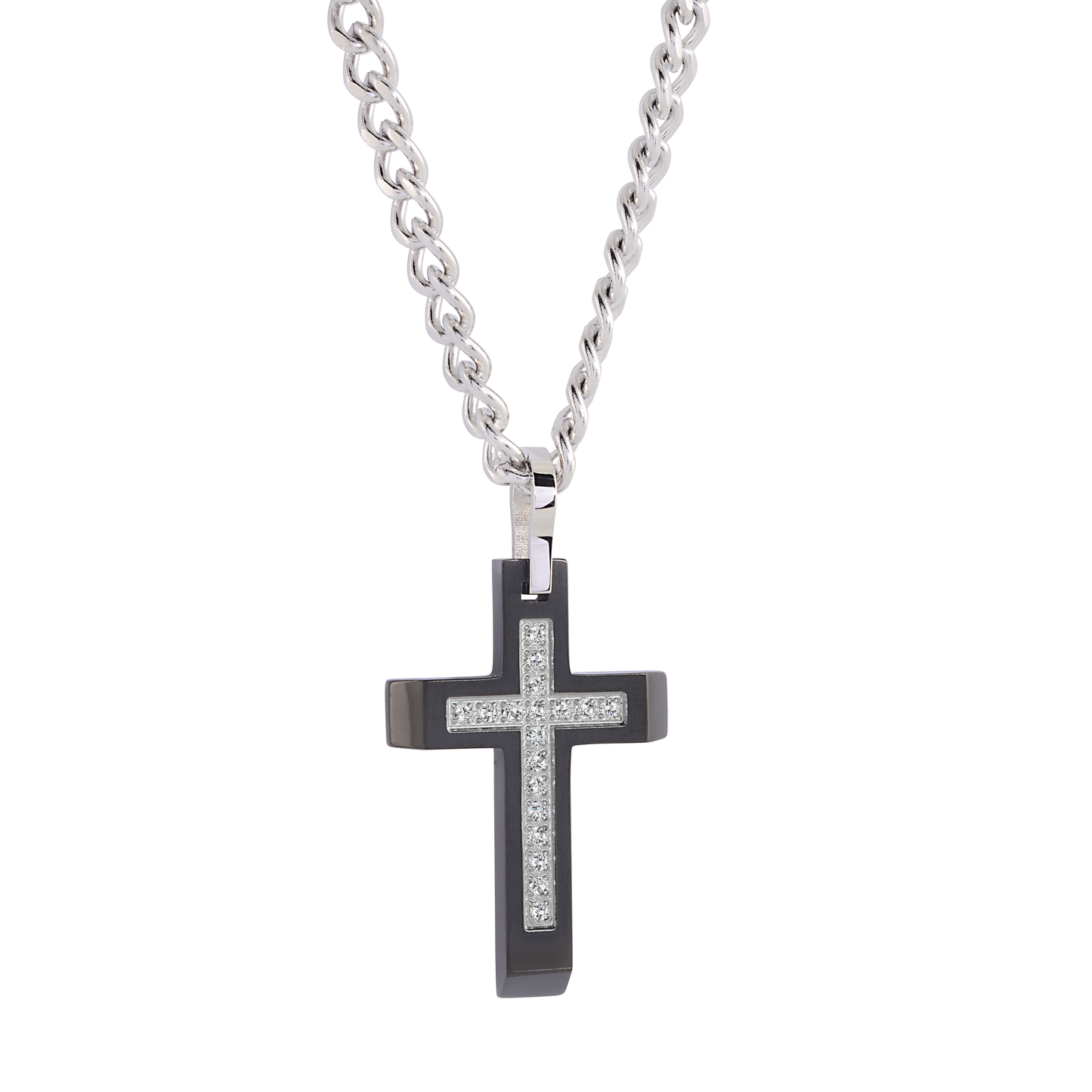 BLACK-IP S.STEEL WHITE-CZ CROS
