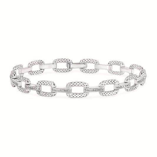 Elegant SS .38CTW Diamond Bracelet – 91 Round Diamonds, 7.5"
