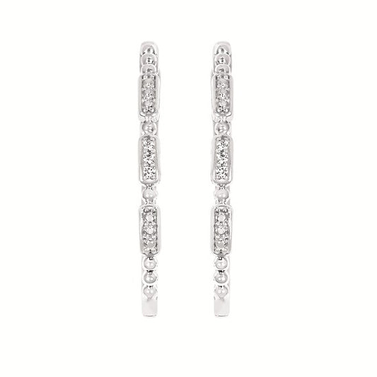 SS .04CTW Diamond Hoop Earrings