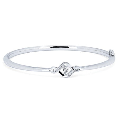 SS .05CTW Shimmering Diamond Bangle Bracelet – Sterling Elegance