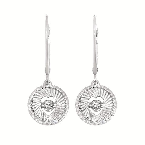 SS .02CTW Shimmering Diamond Disc Heart Drop Earrings