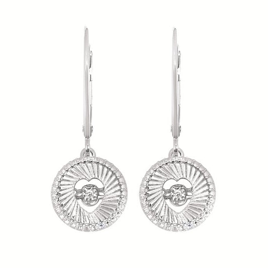 SS .02CTW Shimmering Diamond Disc Heart Drop Earrings