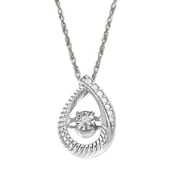SS .02CTW Shimmering Diamond Tear Drop Pendant