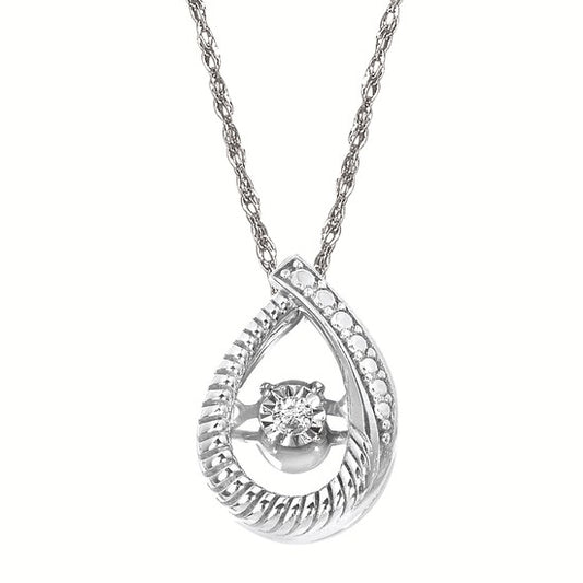 SS .02CTW Shimmering Diamond Tear Drop Pendant