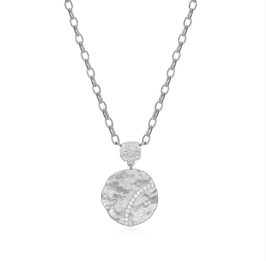 Sterling Silver ELLE "Galaxy" Rhodium-Plated White CZ Necklace