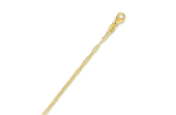 14K Yellow Gold 18" Paperclip Link Chain with Pear-Shaped Lobster Clasp