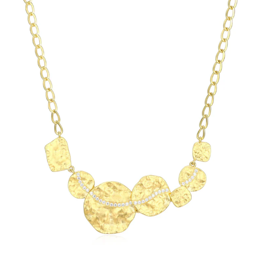 ELLE “Galaxy” Necklace – Yellow Gold-Plated Sterling Silver with White CZ, 17" + 3" Extension