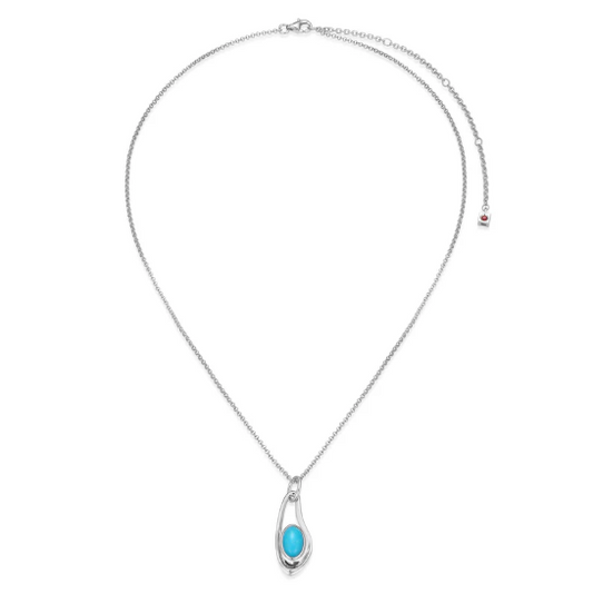 ELLE Oasis Azure Turquoise Pendant Necklace – Rhodium-Plated Sterling Silver