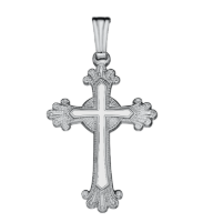 SS Fancy Milgrain Cross Necklace on 18" Rolo Chain