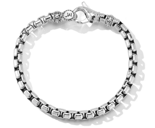 JAI Sterling Silver 5.3mm Box Chain Bracelet 7.5"