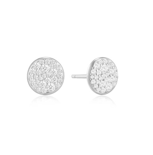 Ania Haie Silver Pavé Disc Stud Earrings