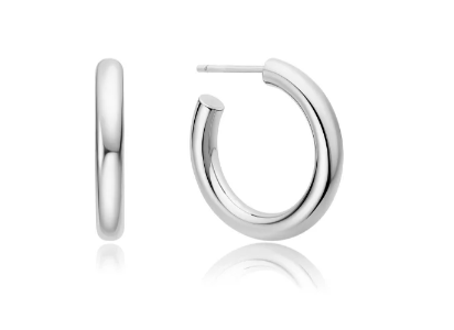Ania Haie Silver Classic Tube Medium Huggie Hoop Earrings