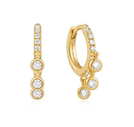 Ania Haie Gold Trio Drop Huggie Hoop Earrings